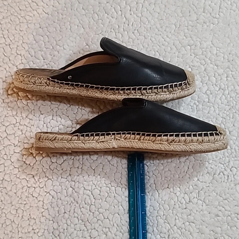 Sam Edelman Black Leather Espadrille Mules Size 8 - Picture 5 of 7